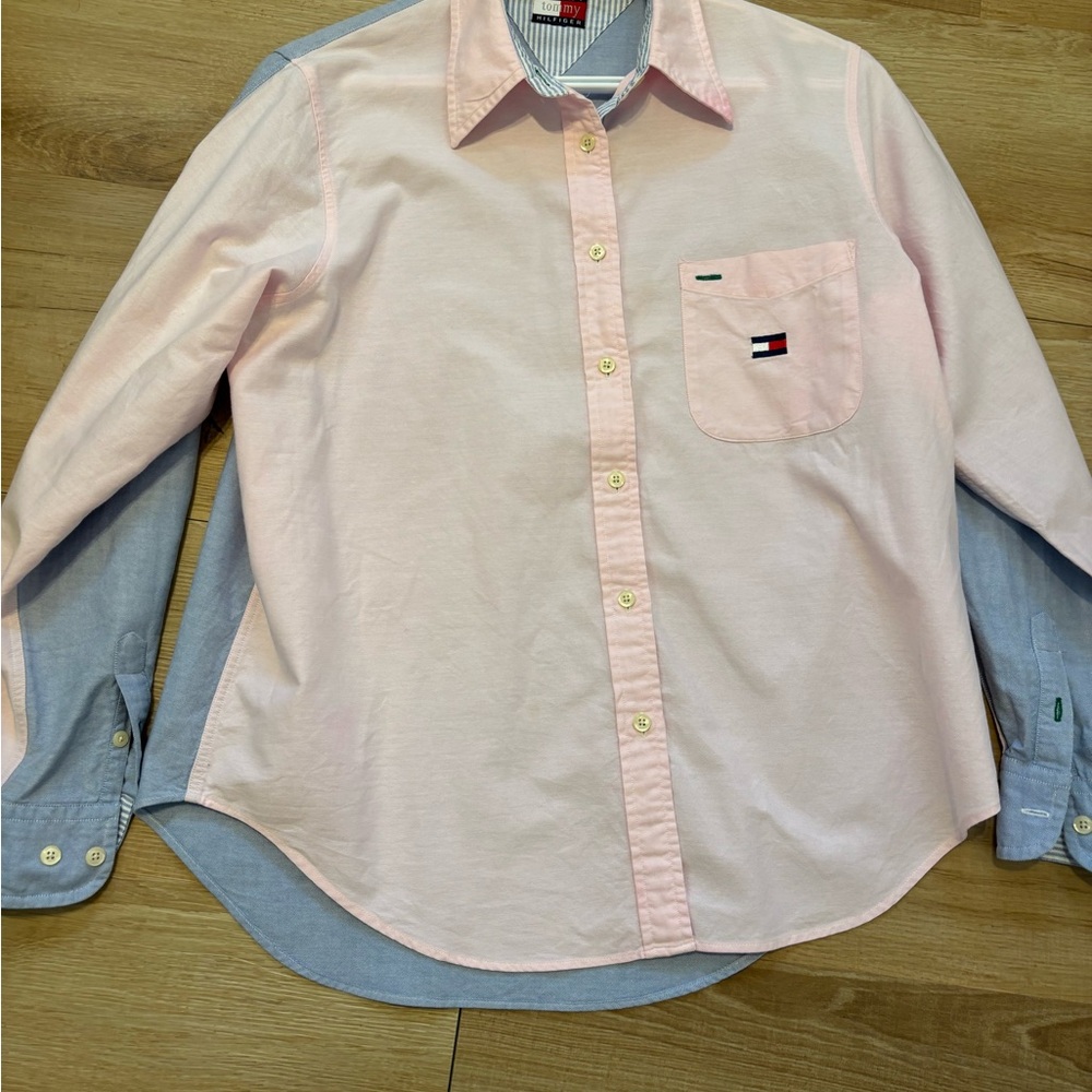 3 for $15😍 Tommy Hilfiger Pink and Blue Striped Collar Shirt
